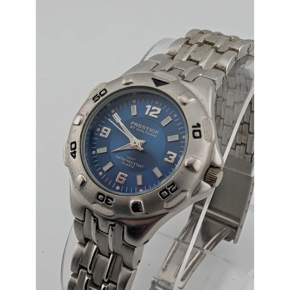Prestige by Waltham Watch Women 29mm Case Blue Dial Silver 7